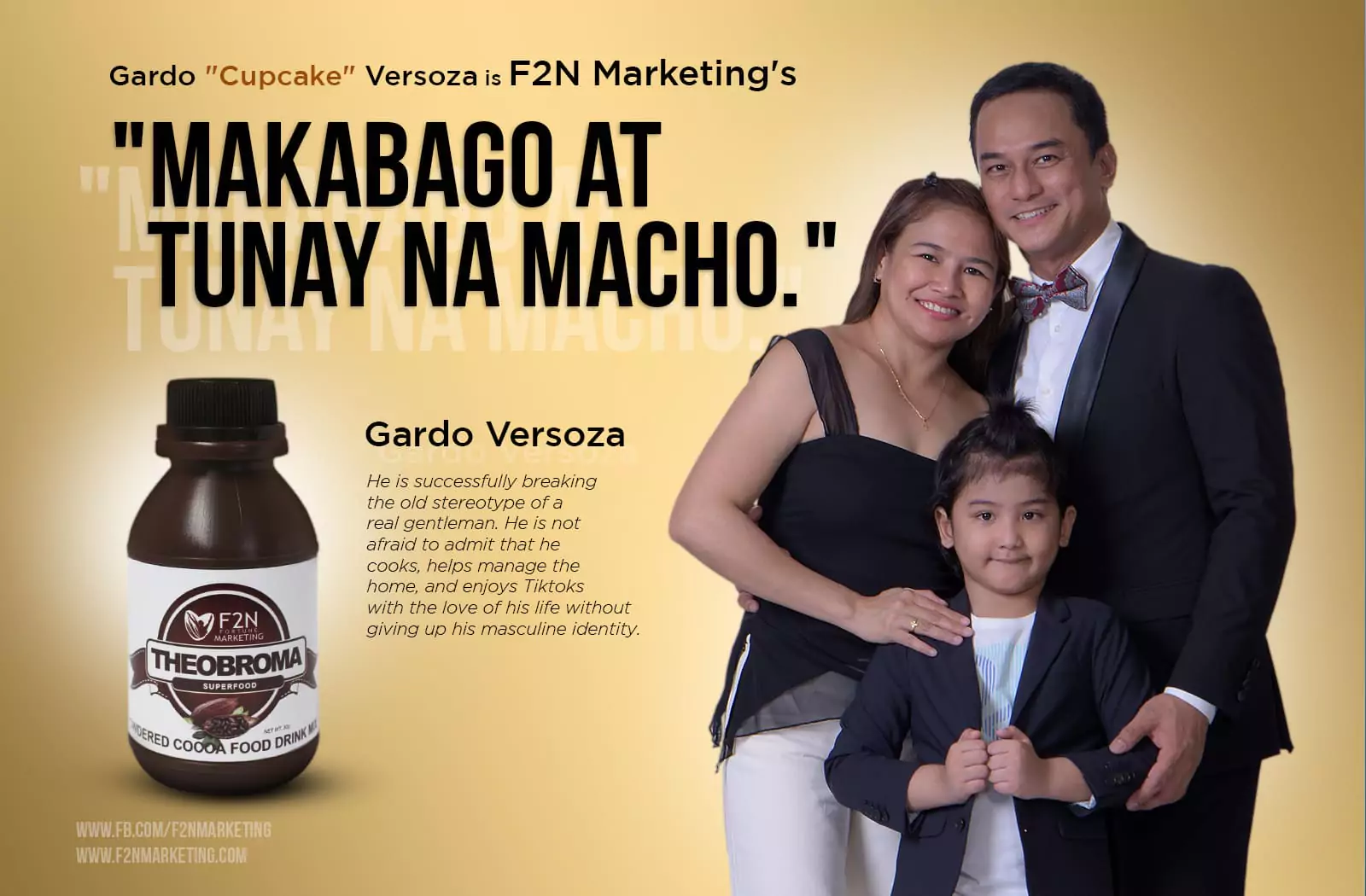 Gardo Cupcake Versoza and family endorsing F2N Marketing